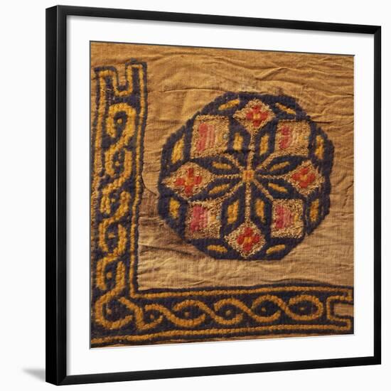 A Coptic Textile Fragment Containing a Medallion with a Corner Border-null-Framed Giclee Print