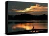 A Cormorant is Silhouetted Against the Waters of Lake Talquin-null-Stretched Canvas