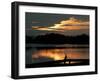 A Cormorant is Silhouetted Against the Waters of Lake Talquin-null-Framed Photographic Print