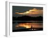 A Cormorant is Silhouetted Against the Waters of Lake Talquin-null-Framed Photographic Print