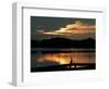 A Cormorant is Silhouetted Against the Waters of Lake Talquin-null-Framed Photographic Print