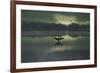 A Cormorant (Phalacrocorax Auritus) Stretches its Wings to Dry Them During Sunrise-Alex Saberi-Framed Photographic Print