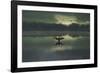 A Cormorant (Phalacrocorax Auritus) Stretches its Wings to Dry Them During Sunrise-Alex Saberi-Framed Photographic Print