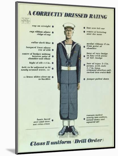 A Correctly Dressed Rating, Class II Uniform (Drill Order), 1957-English School-Mounted Giclee Print