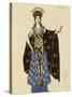 A Costume Design for 'Salome': Herodiade, (Pencil and Gouache, Heightened with Gold)-Leon Bakst-Stretched Canvas