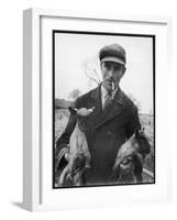 A Cotswolds Farmer Holds Two New-Born Lambs-Henry Grant-Framed Photographic Print