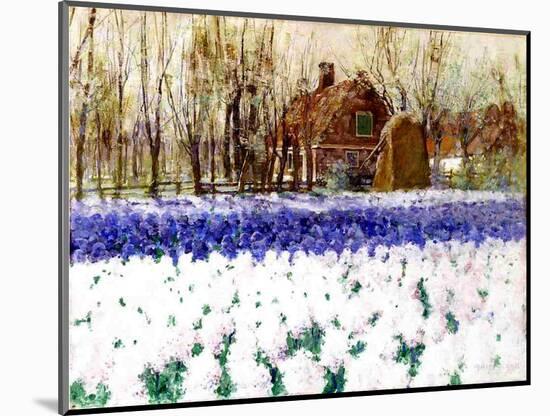 A Cottage and a Field of Hyacinths-George Hitchcock-Mounted Giclee Print
