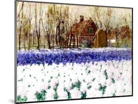 A Cottage and a Field of Hyacinths-George Hitchcock-Mounted Giclee Print