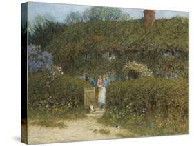 A Cottage at Freshwater, Isle of Wight (Watercolour and Bodycolour Heightened with Scratching Out)-Helen Allingham-Stretched Canvas