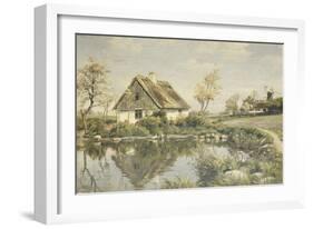 A Cottage by a Pond-Peder Mork Monsted-Framed Giclee Print