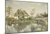 A Cottage by a Pond-Peder Mork Monsted-Mounted Giclee Print