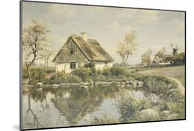 A Cottage by a Pond-Peder Mork Monsted-Mounted Giclee Print