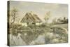 A Cottage by a Pond-Peder Mork Monsted-Stretched Canvas