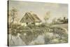 A Cottage by a Pond-Peder Mork Monsted-Stretched Canvas