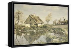 A Cottage by a Pond-Peder Mork Monsted-Framed Stretched Canvas