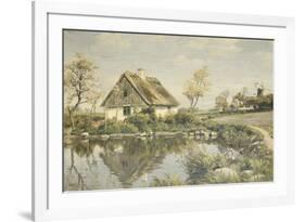 A Cottage by a Pond-Peder Mork Monsted-Framed Giclee Print