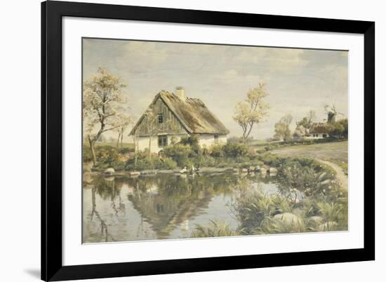 A Cottage by a Pond-Peder Mork Monsted-Framed Giclee Print