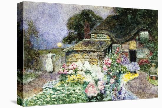 A Cottage Garden at Sunset-David Woodlock-Stretched Canvas