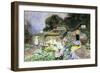 A Cottage Garden at Sunset-David Woodlock-Framed Premium Giclee Print