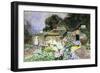 A Cottage Garden at Sunset-David Woodlock-Framed Premium Giclee Print