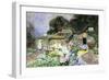 A Cottage Garden at Sunset-David Woodlock-Framed Premium Giclee Print