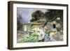 A Cottage Garden at Sunset-David Woodlock-Framed Giclee Print