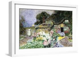 A Cottage Garden at Sunset-David Woodlock-Framed Giclee Print