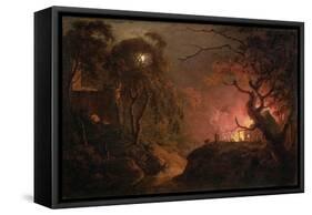 A Cottage on Fire at Night, c.1785-93-Joseph Wright Of Derby-Framed Stretched Canvas
