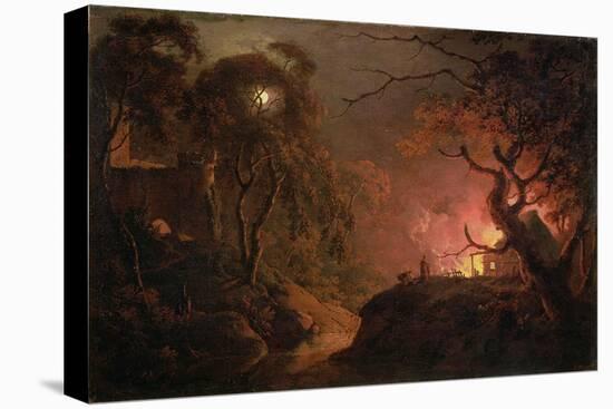 A Cottage on Fire at Night, c.1785-93-Joseph Wright Of Derby-Stretched Canvas