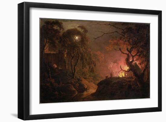 A Cottage on Fire at Night, c.1785-93-Joseph Wright Of Derby-Framed Giclee Print