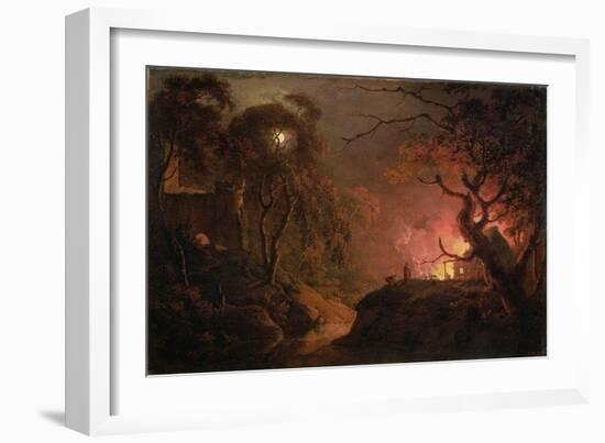 A Cottage on Fire at Night, c.1785-93-Joseph Wright Of Derby-Framed Giclee Print