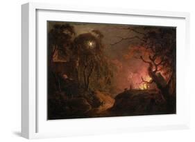 A Cottage on Fire at Night, c.1785-93-Joseph Wright Of Derby-Framed Giclee Print