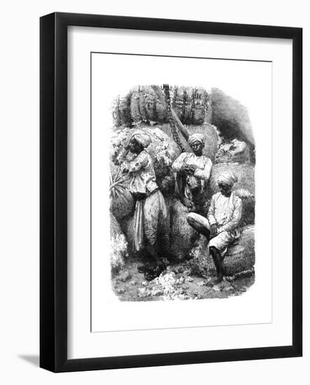 A Cotton Market in Bombay, India, 19th Century-null-Framed Giclee Print