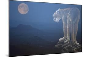 A Cougar Stands on a Cliff Ledge, Surveying the Mountains Surrounding It-Gordon Semmens-Mounted Giclee Print