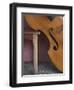 A Counterbass Leaning Against a Wooden Table, Trinidad, Sancti Spiritus Province, West Indies-Eitan Simanor-Framed Photographic Print