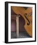 A Counterbass Leaning Against a Wooden Table, Trinidad, Sancti Spiritus Province, West Indies-Eitan Simanor-Framed Photographic Print