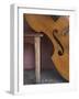 A Counterbass Leaning Against a Wooden Table, Trinidad, Sancti Spiritus Province, West Indies-Eitan Simanor-Framed Photographic Print