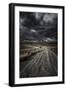 A Country Road in Field with Stormy Sky Above, Tuscany, Italy-null-Framed Premium Photographic Print