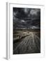 A Country Road in Field with Stormy Sky Above, Tuscany, Italy-null-Framed Photographic Print