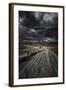 A Country Road in Field with Stormy Sky Above, Tuscany, Italy-null-Framed Photographic Print