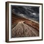 A Country Road in Field with Stormy Sky Above, Tuscany, Italy-null-Framed Photographic Print