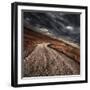 A Country Road in Field with Stormy Sky Above, Tuscany, Italy-null-Framed Photographic Print