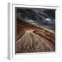 A Country Road in Field with Stormy Sky Above, Tuscany, Italy-null-Framed Photographic Print