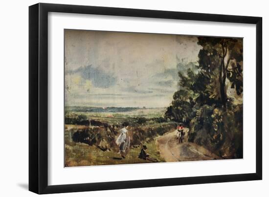 'A Country Road with Trees and Figures (recto); Willy Lott's House (verso)', c1830-John Constable-Framed Giclee Print