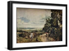 'A Country Road with Trees and Figures (recto); Willy Lott's House (verso)', c1830-John Constable-Framed Giclee Print