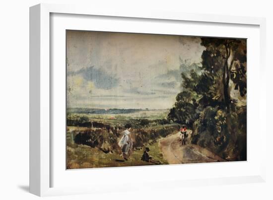 'A Country Road with Trees and Figures (recto); Willy Lott's House (verso)', c1830-John Constable-Framed Giclee Print