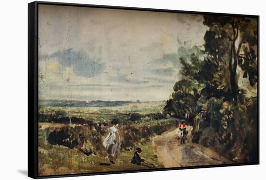 'A Country Road with Trees and Figures (recto); Willy Lott's House (verso)', c1830-John Constable-Framed Stretched Canvas