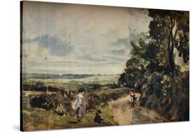 'A Country Road with Trees and Figures (recto); Willy Lott's House (verso)', c1830-John Constable-Stretched Canvas