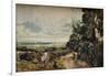 'A Country Road with Trees and Figures (recto); Willy Lott's House (verso)', c1830-John Constable-Framed Giclee Print