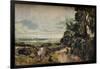 'A Country Road with Trees and Figures (recto); Willy Lott's House (verso)', c1830-John Constable-Framed Giclee Print